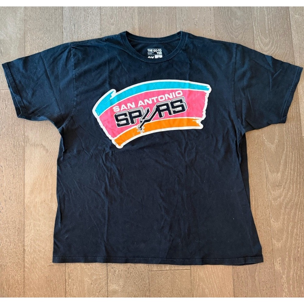 Adidas San Antonio Spurs Fiesta Logo T Shirt Mens 2XL Black NBA Basketball